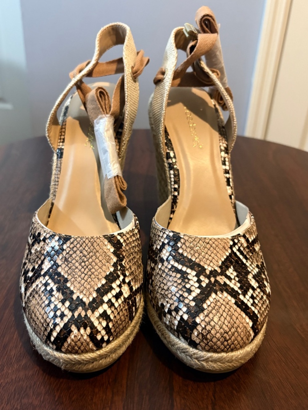 Wedge Espadrille Sandals - Snake Print Taupe